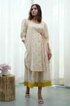 Tussah by Siddhi Shah_White Handloom And Woven Print Floral Tunic & Culotte Set  _Online_at_Aza_Fashions