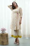 Buy_Tussah by Siddhi Shah_White Handloom And Woven Print Floral Tunic & Culotte Set  _Online_at_Aza_Fashions