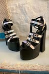 Buy_Tiesta_Black Holo Buckle Strap Heels _at_Aza_Fashions