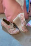 Shop_Tiesta_Pink Embroidered Sneaker Wedges _at_Aza_Fashions