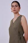 Buy_The Summer House_Green Arandi Linen Wrap Dress_Online_at_Aza_Fashions