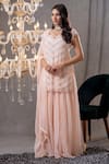 Buy_Tamaraa By Tahani_Pink Organza Embroidery Floral Sweetheart Neck Leila Kurta Lehenga Set _at_Aza_Fashions