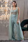Buy Tamaraa By Tahani Green Silk Floral, Sequin Corset Straight, Diana Embroidered And Pant Set at Aza Fashions Buy_Tamaraa By Tahani_Green Silk Floral, Sequin Corset Straight, Diana Embroidered And Pant Set_at_Aza_Fashions