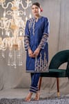 Tamaraa By Tahani_Blue Silk Aabha Embroidered Kurta And Pant Set_Online_at_Aza_Fashions