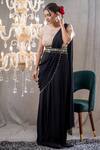 Buy_Tamaraa By Tahani_Black Georgette Mahika Pre-draped Saree With Blouse_Online_at_Aza_Fashions