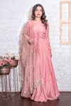 Buy Vasavi Shah Pink Cotton, Organza, Bamberg Silk Plain Round Anarkali With Embroidered Dupatta at Aza Fashions Buy_Vasavi Shah_Pink Cotton, Organza, Bamberg Silk Plain Round Anarkali With Embroidered Dupatta _at_Aza_Fashions