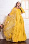 Buy Vasavi Shah Yellow Cotton, Organza, Bamberg Silk Plain Anarkali With Embroidered Dupatta at Aza Fashions Buy_Vasavi Shah_Yellow Cotton, Organza, Bamberg Silk Plain Anarkali With Embroidered Dupatta _at_Aza_Fashions