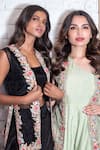 Buy Vasavi Shah Green Cotton, Organza, Silk Slub Floral, Jacket With One Shoulder Jumpsuit Online at Aza Fashions Buy_Vasavi Shah_Green Cotton, Organza, Silk Slub Floral, Jacket With One Shoulder Jumpsuit _Online_at_Aza_Fashions