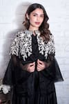Buy Vasavi Shah Black Satin Embroidery Floral Cowl Neck Jacket With Jumpsuit Online at Aza Fashions Buy_Vasavi Shah_Black Satin Embroidery Floral Cowl Neck Jacket With Jumpsuit _Online_at_Aza_Fashions