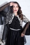 Shop Vasavi Shah Black Satin Embroidery Floral Cowl Neck Jacket With Jumpsuit Online at Aza Fashions Shop_Vasavi Shah_Black Satin Embroidery Floral Cowl Neck Jacket With Jumpsuit _Online_at_Aza_Fashions