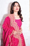 Buy_Vasavi Shah_Pink Bamberg Silk Printed Bandhej Round Anarkali Gharara Set  _Online_at_Aza_Fashions