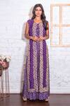 Buy Vasavi Shah Purple Cotton, Bamberg Silk Bandhej Round Printed Jacket And Palazzo Set at Aza Fashions Buy_Vasavi Shah_Purple Cotton, Bamberg Silk Bandhej Round Printed Jacket And Palazzo Set _at_Aza_Fashions