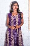 Vasavi Shah Purple Cotton, Bamberg Silk Bandhej Round Printed Jacket And Palazzo Set Online at Aza Fashions Vasavi Shah_Purple Cotton, Bamberg Silk Bandhej Round Printed Jacket And Palazzo Set _Online_at_Aza_Fashions