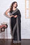 Buy_Vasavi Shah_Black Bamberg Silk Embroidery Zig Zag Round Saree With Blouse  _at_Aza_Fashions