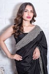 Vasavi Shah_Black Bamberg Silk Embroidery Zig Zag Round Saree With Blouse  _Online_at_Aza_Fashions