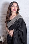 Shop_Vasavi Shah_Black Bamberg Silk Embroidery Zig Zag Round Saree With Blouse  _Online_at_Aza_Fashions