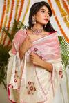 Shop_Ruar India_Gold Zaynab Tissue Embroidered Saree Set_Online_at_Aza_Fashions