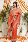 Shop_Ruar India_Orange Zareen Tissue Saree With Blouse_Online_at_Aza_Fashions