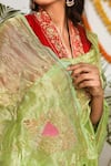 Ruar India_Green Panna Tissue Saree With Blouse_at_Aza_Fashions