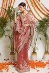 Buy_Ruar India_Pink Pure Tissue Embroidered Floral Square Sunehra Saree With Blouse _at_Aza_Fashions