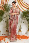 Buy_Ruar India_Pink Sunehra Tissue Saree With Blouse_Online_at_Aza_Fashions