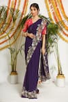 Ruar India_Purple Pure Georgette Jamuni Cutwork Saree With Blouse_Online_at_Aza_Fashions