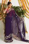 Buy_Ruar India_Purple Pure Georgette Jamuni Cutwork Saree With Blouse_Online_at_Aza_Fashions