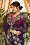 Shop_Ruar India_Purple Pure Georgette Jamuni Cutwork Saree With Blouse_Online_at_Aza_Fashions
