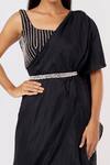 Buy_Masumi Mewawalla_Black Silk Embroidered Striped Ruffle Pre-draped Saree With Blouse _Online_at_Aza_Fashions