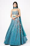 Buy_Masumi Mewawalla_Blue Silk Embroidered Striped And Floral Motifs Sweetheart Neck Lehenga Set _at_Aza_Fashions