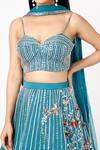 Masumi Mewawalla_Blue Silk Embroidered Striped And Floral Motifs Sweetheart Neck Lehenga Set _Online_at_Aza_Fashions