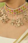 Shop_Moirra_Multi Color Thread And Beads Handcrafted Flower Drop Choker _at_Aza_Fashions