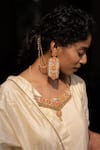 Buy_Moirra_Multi Color Zari Handcrafted Floral Motif Earrings _at_Aza_Fashions