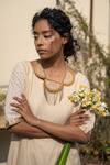 Shop_Moirra_Beige Beads Handcrafted Embroidered Necklace _at_Aza_Fashions