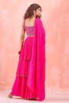 Shop_Mirroir_Pink Silk Organza Embroidery Sequin And Beads Sweetheart Neck Tiered Lehenga Set _at_Aza_Fashions