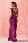 Shop_Mirroir_Purple Viscose Georgette, American Crepe, Embroidered Border Saree With Blouse _at_Aza_Fashions