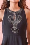 Buy_Mirroir_Black Royal Georgette Sequin And Beads Round Floral Embroidered Jumpsuit _Online_at_Aza_Fashions