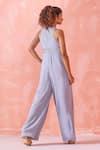 Shop_Mirroir_Grey Royal Georgette Embroidery Sequin And Beads Round Pleated Jumpsuit _at_Aza_Fashions