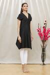 Megha Garg Black Scuba Plain V Neck Asymmetric Tunic Online at Aza Fashions Megha Garg_Black Scuba Plain V Neck Asymmetric Tunic _Online_at_Aza_Fashions