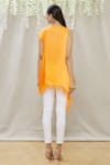 Shop_Megha Garg_Orange Crepe Plain Asymmetric Draped Tunic _at_Aza_Fashions