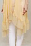 Megha Garg_Beige Flat Chiffon Plain V Neck Draped Tunic _at_Aza_Fashions