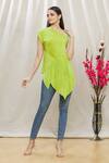 Buy_Megha Garg_Green Crepe Asymmetric Draped Tunic _Online_at_Aza_Fashions