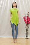 Shop_Megha Garg_Green Crepe Asymmetric Draped Tunic _Online_at_Aza_Fashions