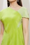 Megha Garg_Green Crepe Asymmetric Draped Tunic _at_Aza_Fashions