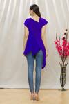Shop_Megha Garg_Purple Crepe V Neck Draped Asymmetric Tunic _at_Aza_Fashions