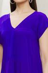 Megha Garg_Purple Crepe V Neck Draped Asymmetric Tunic _at_Aza_Fashions