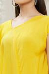 Megha Garg_Yellow Crepe V Neck Draped Asymmetric Tunic _at_Aza_Fashions