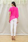 Shop_Megha Garg_Pink Crepe Round Draped Asymmetric Tunic _at_Aza_Fashions
