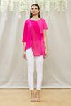 Shop_Megha Garg_Pink Crepe Round Draped Asymmetric Tunic _Online_at_Aza_Fashions