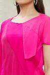 Megha Garg_Pink Crepe Round Draped Asymmetric Tunic _at_Aza_Fashions